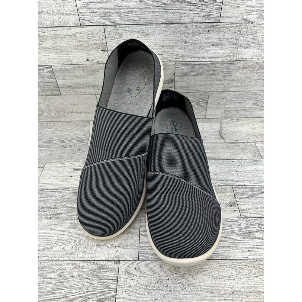 Clarks Cloudsteppers Sillian Tino Women 11M Black Grey Striped Slip On Loafers